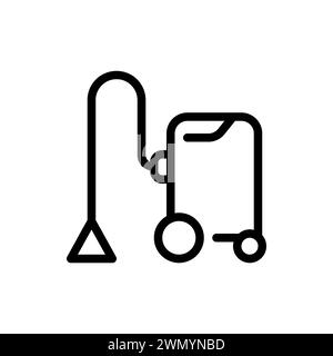 Spray extractor machine. Vacuum cleaner for dry cleaning of furniture and carpets. Upholstery equipment for professionals. Vector linear icon. Pixel perfect 2400x2400. Editable stroke. Stock Vector