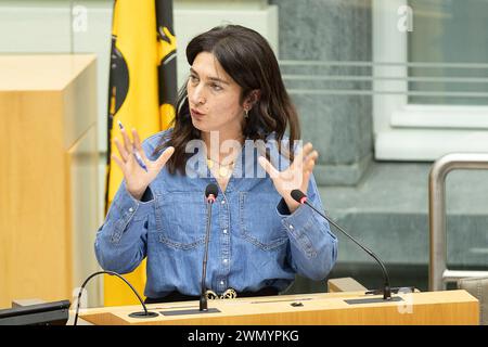 Brussels, Belgium. 28th Feb, 2024. Flemish Minister of Environment, Energy, Tourism and Justice Zuhal Demir pictured during a plenary session of the Flemish Parliament in Brussels, Wednesday 28 February 2024. BELGA PHOTO JAMES ARTHUR GEKIERE Credit: Belga News Agency/Alamy Live News Stock Photo