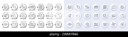 Approved, Boiling pan and Quiz test line icons. For web app, printing. Line icons. Vector Stock Vector