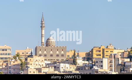 Amman, Jordan - Abu Darwish Mosque located on top of a hill in Amman, Jordan. Stock Photo