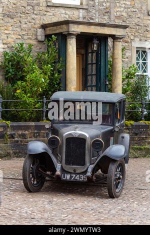 Grassington, Yorkshire, UK. 28th February 2024. Location filming begins for series 5 of the popular Channel 5 and PBS show All Creatures Great & Small. Cast and crew were spotted on the streets of the small Yorkshire Dales town of Grassington, which is converted, twice a  year, in to the fictional town of Darrowby. Credit: Tom Holmes Photography / Alamy Live News). Stock Photo