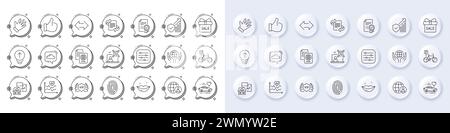 Passport document, Security statistics and Filter line icons. For web app, printing. Line icons. Vector Stock Vector