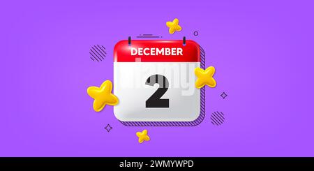 2nd day of the month icon. Event schedule date. Calendar date of December 3d icon. Vector Stock Vector