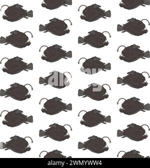 Vector seamless pattern of hand drawn doodle sketch colored angler fish isolated on white background Stock Vector