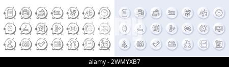 Online video, Group and Phone timing line icons. For web app, printing. Line icons. Vector Stock Vector