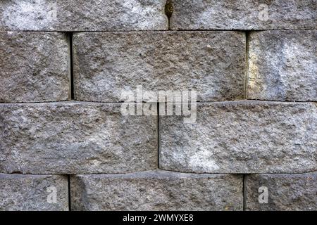 Stone wall texture with grey bricks Stock Photo