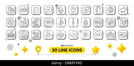 Block diagram, Transform and Talk bubble line icons pack. For web app. 3d design elements. Vector Stock Vector