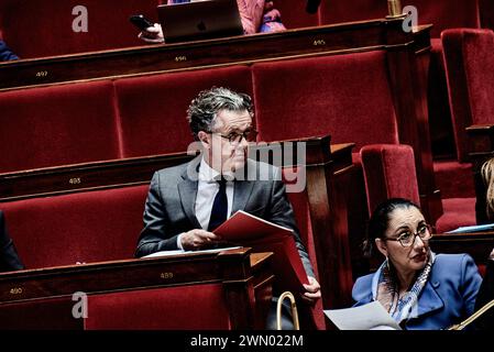 Paris, France. 27th Feb, 2024. Antonin Burat/Le Pictorium - Session of questions to the Government of February 27, 2024, at French National Assembly - 27/02/2024 - France/Paris - Minister of Ecological Transition Christophe Bechu, during the session of questions to the government of February 27, 2024, in the French National Assembly. Credit: LE PICTORIUM/Alamy Live News Stock Photo