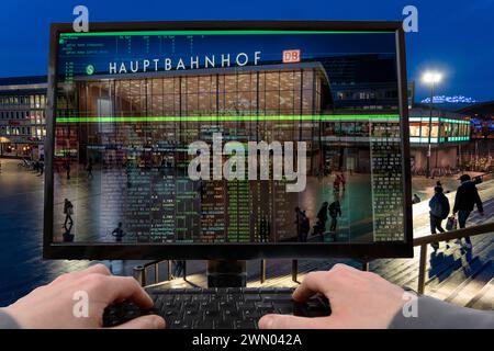 Symbolic image hacker, cyberattack on public buildings, administrations, institutions, transportation infrastructure, digital extortion, data theft, o Stock Photo
