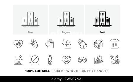 Buildings, Circle area and Brainstorming line icons. For web app, printing. Line icons. Vector Stock Vector