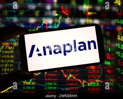 Konskie, Poland - February 24, 2024: Anaplan company logo displayed on mobile phone Stock Photo
