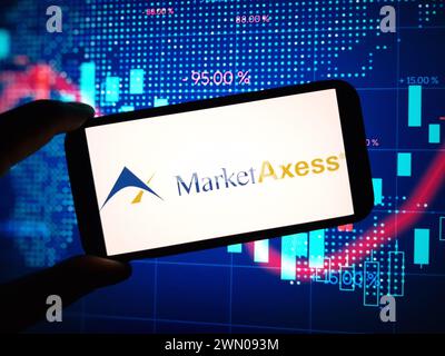 Konskie, Poland - February 24, 2024: MarketAxess company logo displayed on mobile phone Stock Photo