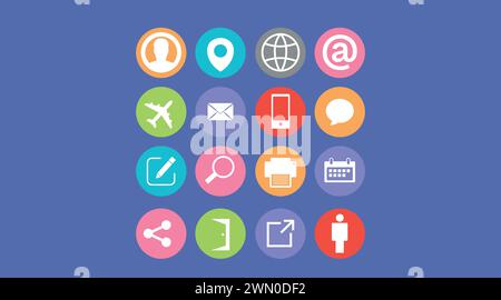 Contact Web Icon Set. Vector isolated editable set of icons Stock Vector