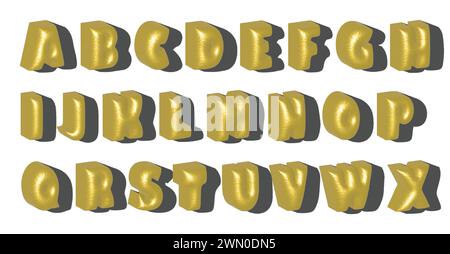 3D Lettering Pack Gold + Pink Stock Vector