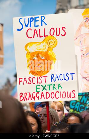 London, UK. 13th July 2018. One of the many hundreds of posters seen at the #BringTheNoise Women's March Anti Donald Trump protest demonstration through the streets of central London, UK. Stock Photo