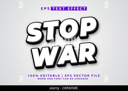 stop war3d editable text style effect vector Stock Vector