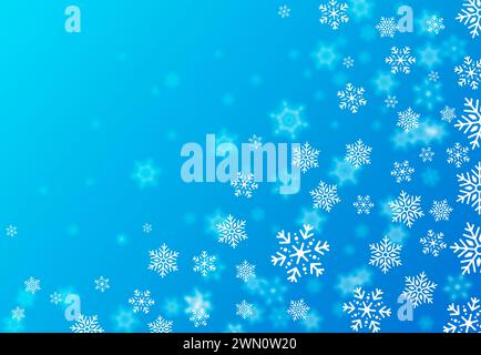 Beautiful snowflakes on light blue background, illustration. Space for text Stock Photo