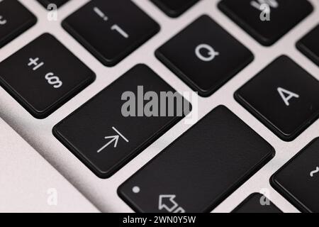 Internet shopping. Computer keyboard as background, closeup Stock Photo