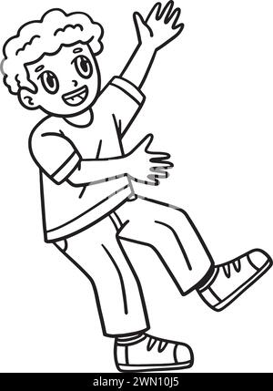 Boy Playing Isolated Coloring Page for Kids Stock Vector Image & Art ...