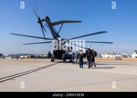 A CH-53E Super Stallion at Naval Air Station North Island, Coronado, California, Feb. 13, 2024. Photo by Nayomi Koepke Stock Photo