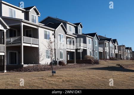 New duplex and townhomes in a development in the Rockrimmon area of Northern Colorado Springs. Stock Photo