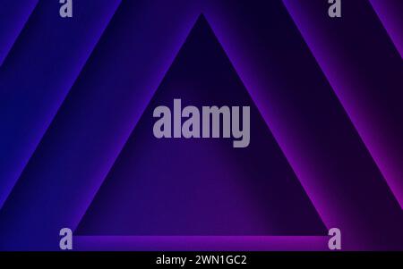 Psychedelic triangles purple background. Abstract border frame. Stock Photo