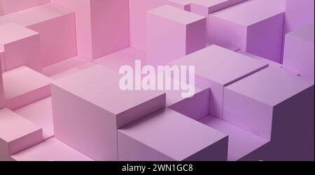 3D render of cubes in perspective for gradient background. Abstract geometric. Stock Photo