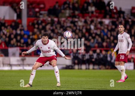 Nottingham, UK. 29th Feb, 2024. Nottingham, England, Feb 28th 2024: Victor Lindelof of Man Utd during the FA Cup 5th round football match between Nottingham Forest and Manchester United at the City Ground in Nottingham, England. United won 1-0 with a goal by Casemiro (Richard Callis/SPP) Credit: SPP Sport Press Photo. /Alamy Live News Stock Photo