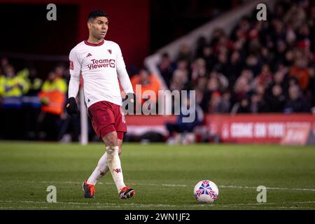 Nottingham, UK. 29th Feb, 2024. Nottingham, England, Feb 28th 2024: Casemiro of Man Utd during the FA Cup 5th round football match between Nottingham Forest and Manchester United at the City Ground in Nottingham, England. United won 1-0 with a goal by Casemiro (Richard Callis/SPP) Credit: SPP Sport Press Photo. /Alamy Live News Stock Photo