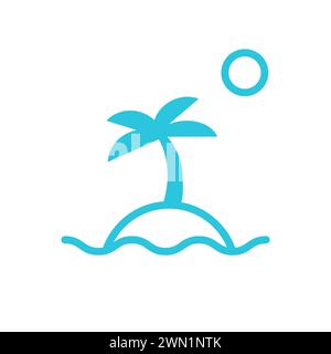 Island with palm icon. From blue icon set. Stock Vector