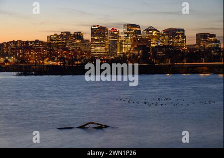 The Arlington Skyline at Dusk Stock Photo