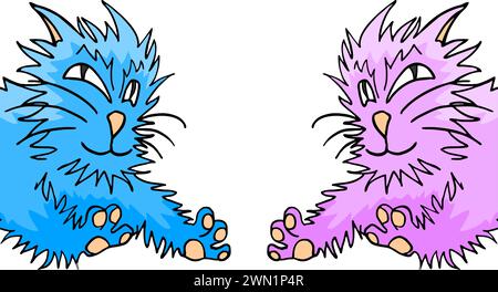 blue and pink cats Stock Vector