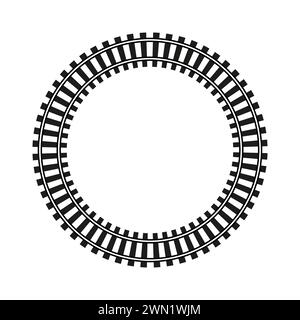 Circular railway track design. Geometric transportation pattern. Simple, industrial. Vector illustration. EPS 10. Stock Vector