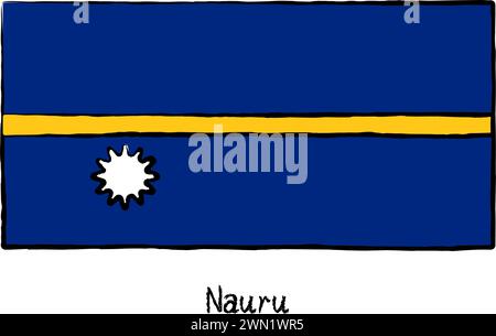 Analog hand-drawn world flag, Nauru, Vector Illustration Stock Vector