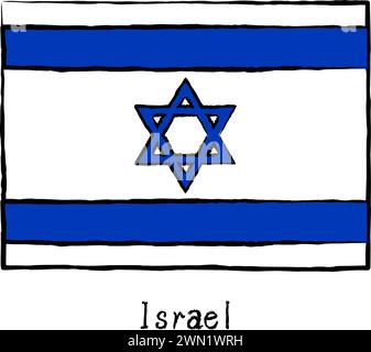Analog hand-drawn world flag, Israel, Vector Illustration Stock Vector