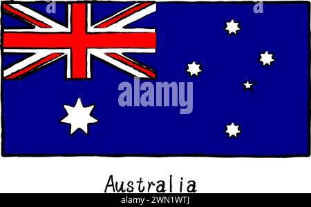 Analog hand-drawn world flag, Australia, Vector Illustration Stock Vector