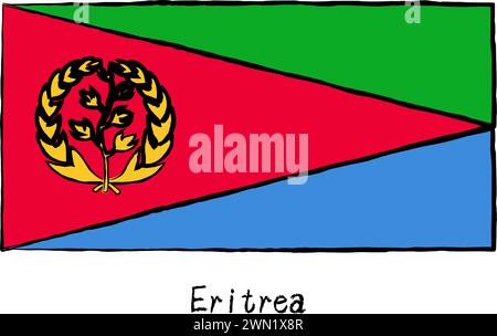 Analog hand-drawn world flag, Eritrea, Vector Illustration Stock Vector
