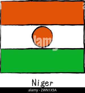 Analog hand-drawn world flag, Niger, Vector Illustration Stock Vector