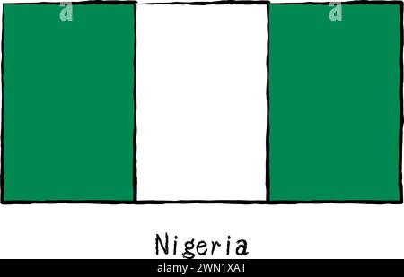 Analog hand-drawn world flag, Nigeria, Vector Illustration Stock Vector