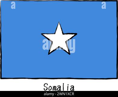 Analog hand-drawn world flag, Somalia, Vector Illustration Stock Vector