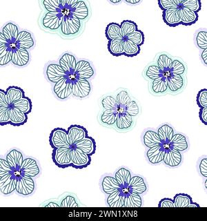 Seamless pattern with cute doodle floral elements. Hand drawn ornament with plants and flowers. Vector illustration. Stock Vector