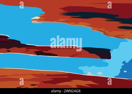 abstract blue lake land art paint background vector Stock Vector