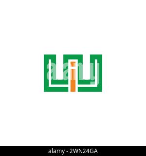 letter wi stripes geometric line logo vector Stock Vector