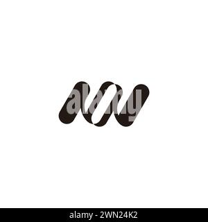 letter nw linked simple geometric curves logo vector Stock Vector