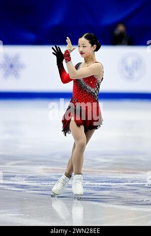 Sherry ZHANG (USA), during Junior Women Short Program, at the ISU World Junior Figure Skating Championships 2024, at Taipei Arena, on February 28, 2024 in Taipei City, Taiwan. Credit: Raniero Corbelletti/AFLO/Alamy Live News Stock Photo