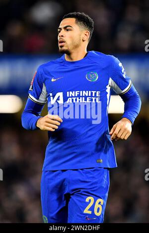 London, UK. 28th Feb, 2024. Levi Colwill of Chelsea during the Chelsea FC v Leeds United FC Emirates FA Cup 5th Round match at Stamford Bridge, London, England, United Kingdom on 28 February 2024 Credit: Every Second Media/Alamy Live News Stock Photo
