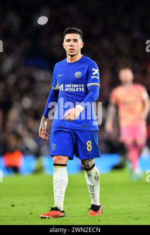 London, UK. 28th Feb, 2024. Enzo Fernandez of Chelsea during the Chelsea FC v Leeds United FC Emirates FA Cup 5th Round match at Stamford Bridge, London, England, United Kingdom on 28 February 2024 Credit: Every Second Media/Alamy Live News Stock Photo