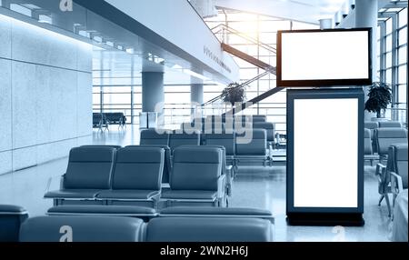 Digital media blank billboard in the airport Stock Photo