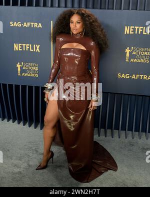 February 24, 2024, Los Angeles, California, U.S.: 24 February 2024 - Los ANgeles, California - Ciara. 30th Annual Screen Actors Guild Awards at The Shrine Auditorium and Expo Hall. (Credit Image: © Billy Bennight/ZUMA Press Wire) EDITORIAL USAGE ONLY! Not for Commercial USAGE! Stock Photo