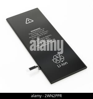 Lithium Ion Cell Phone Battery with growing chart, 3D rendering ...